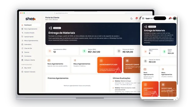 App da Sheep House — dashboard e fluxo de agendamento